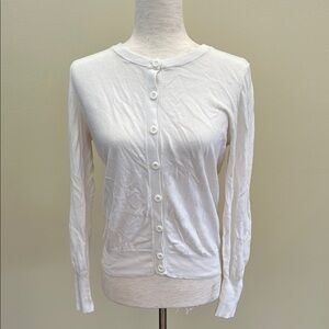 Trina Turk White Button-Up Cardigan